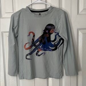 Kids Octopus Graphic Long Sleeve Shirt - light blue